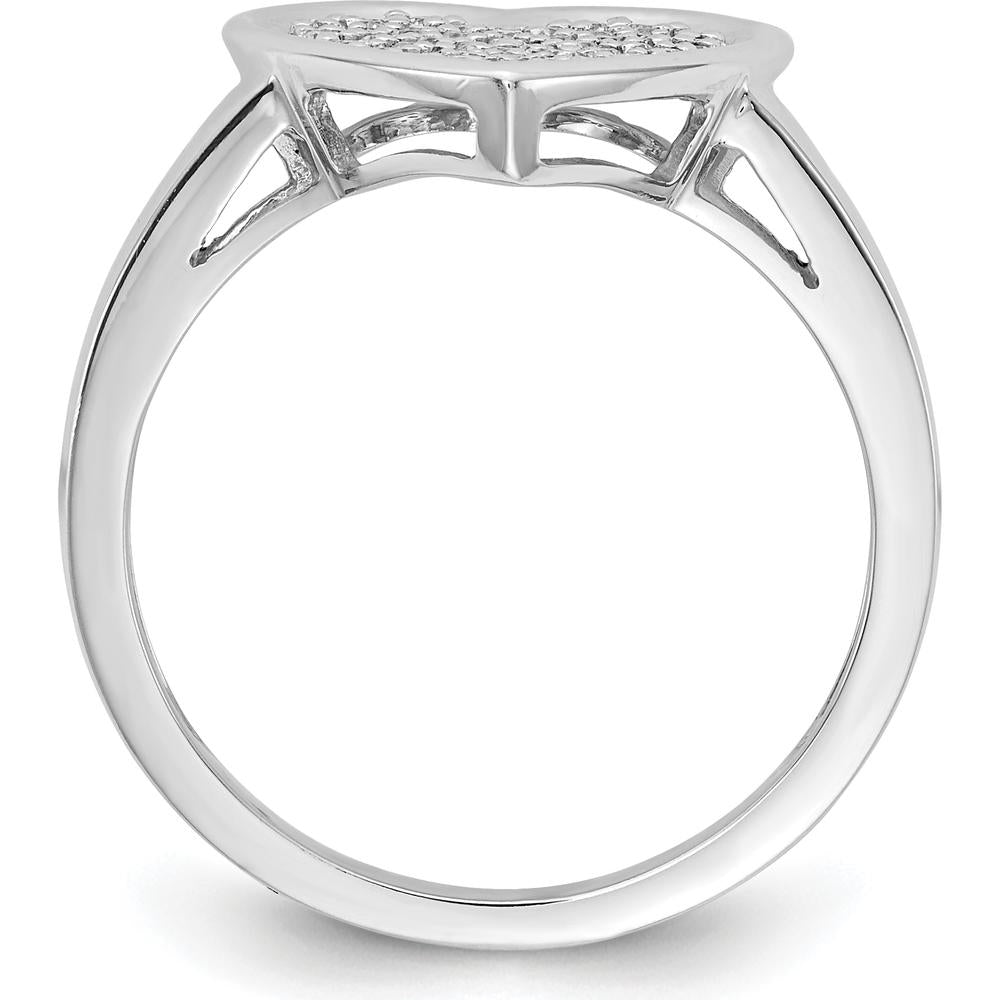 14K White Gold Fancy Heart Ring with 45 Pavé-Set Round Diamonds - Approx. 0.30 Carat Total Diamond Weight by 0