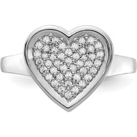 14K White Gold Fancy Heart Ring with 45 Pavé-Set Round Diamonds - Approx. 0.30 Carat Total Diamond Weight by 0