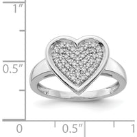 14K White Gold Fancy Heart Ring with 45 Pavé-Set Round Diamonds - Approx. 0.30 Carat Total Diamond Weight by 0