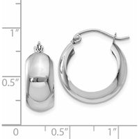 14K White Gold Fancy Hoop Earrings with Polished Finish and Rhodium Plating - 13mm Length by Oro Pregiato