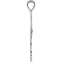 14K White Gold Fancy Latin Cross Pendant with Diamond-Cut Texture and Rhodium Plating - 36mm Length by Oro Pregiato