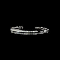 14K White Gold Fancy Link Bracelet with North-South Prong Set Baguette Lab Diamonds - 1.40 Carats Total Diamond Weight - Covaloro Fine Jewelry