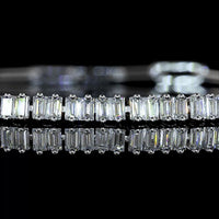 14K White Gold Fancy Link Bracelet with North-South Prong Set Baguette Lab Diamonds - 1.40 Carats Total Diamond Weight - Covaloro Fine Jewelry
