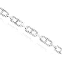14K White Gold Fancy Link Bracelet with Round Diamonds - 0.50 Carat Total Diamond Weight - Royal Jewelry