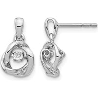 14K White Gold Fancy Moving Diamond Earrings - 0.01 Carat Total Diamond Weight by Monteluci Fine Jewelry