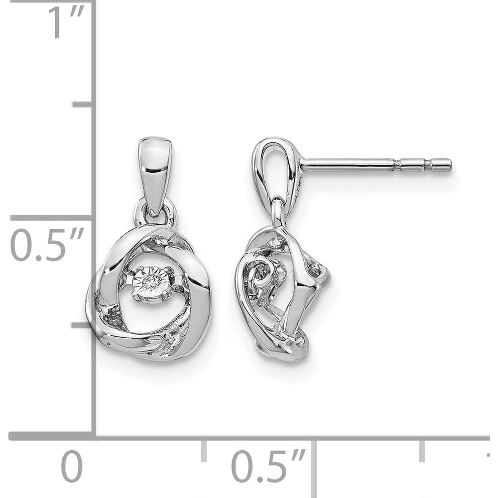 14K White Gold Fancy Moving Diamond Earrings - 0.01 Carat Total Diamond Weight by Monteluci Fine Jewelry
