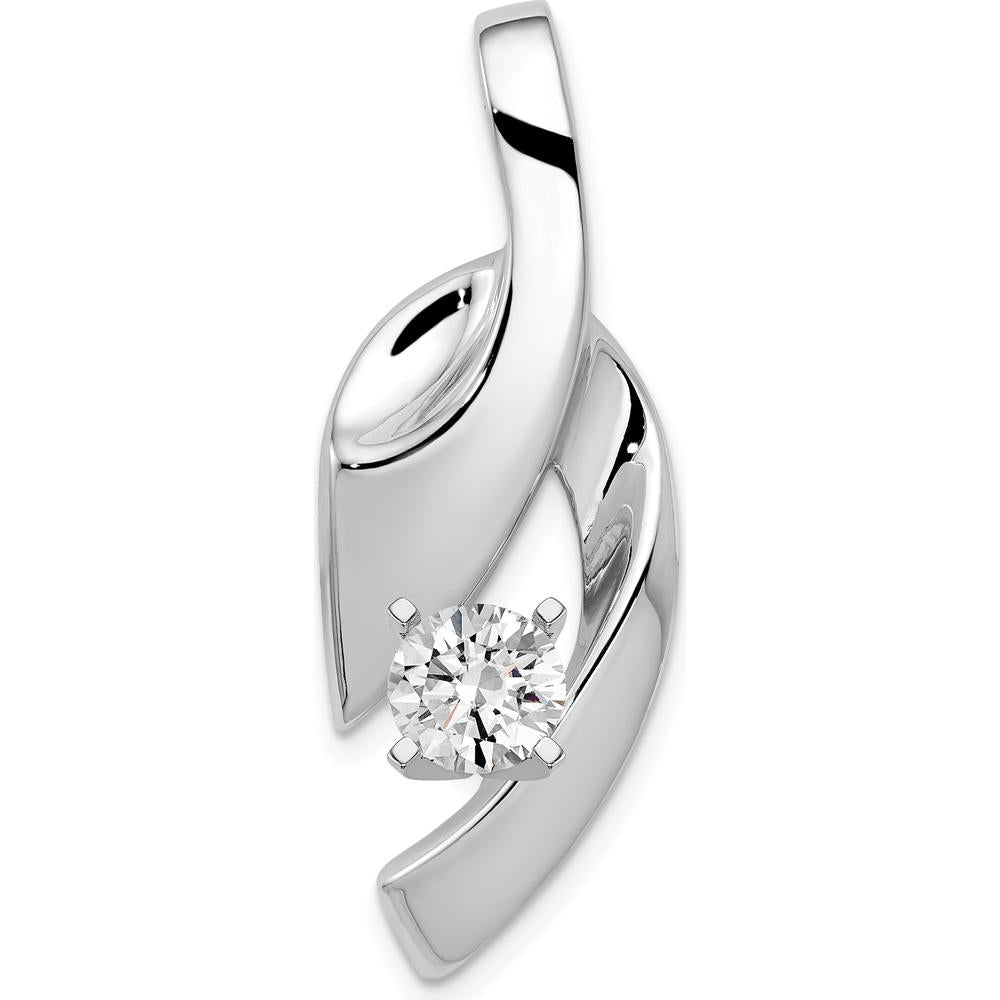 14K White Gold Fancy Peg-Set Diamond Slide Mounting for Custom Pendant - Fits Up to 6mm Omega by Oro Pregiato