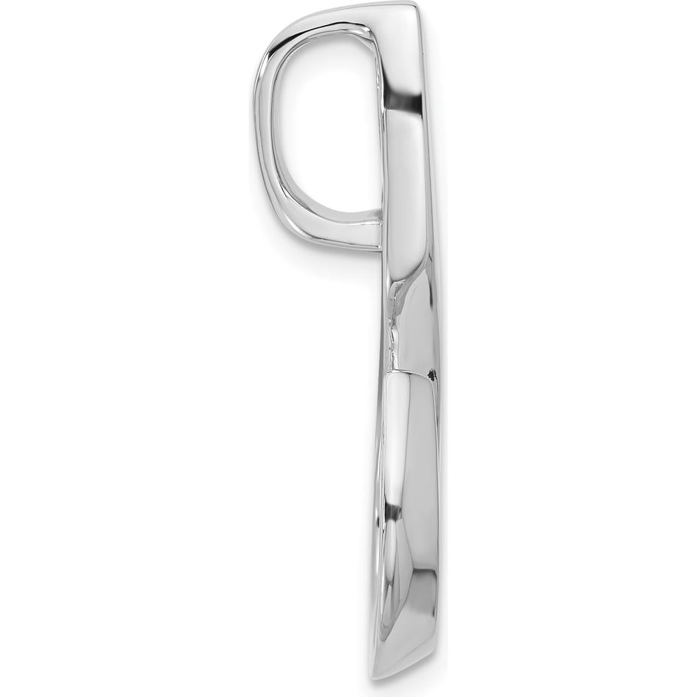 14K White Gold Fancy Peg-Set Diamond Slide Mounting for Up to 6mm Omega Chains - Rhodium Plated Finish by Oro Pregiato