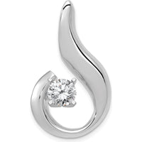 14K White Gold Fancy Peg-Set Diamond Slide Mounting for Up to 6mm Omega Chains - Rhodium Plated Finish by Oro Pregiato