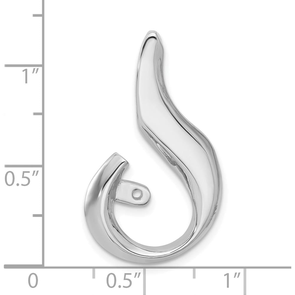 14K White Gold Fancy Peg-Set Diamond Slide Mounting for Up to 6mm Omega Chains - Rhodium Plated Finish by Oro Pregiato