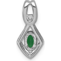 14K White Gold Fancy Pendant with Oval Emerald - 0.42 Carat and Round Diamonds - 0.095 Carat Total Diamond Weight by Lumare Gioia