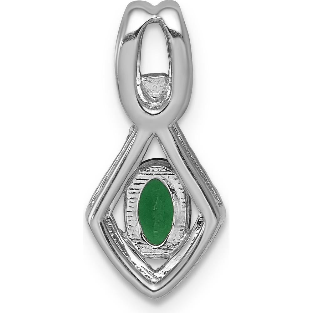 14K White Gold Fancy Pendant with Oval Emerald - 0.42 Carat and Round Diamonds - 0.095 Carat Total Diamond Weight by Lumare Gioia