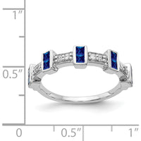 14K White Gold Fancy Sapphire and Diamond Ring - 0.10 Carat Princess Cut Sapphire and 0.15 Carat Round Diamonds by 0