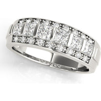 14K White Gold Fancy Shape Princess Lab-Grown Diamond Wedding Band - 0.875 Carat Total Weight - Size 7-1/2 by Robinson's Jewelers