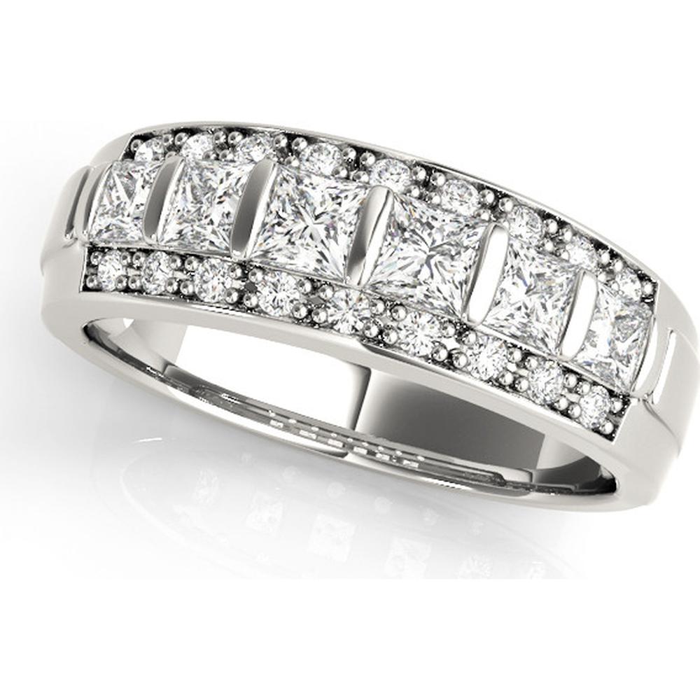 14K White Gold Fancy Shape Princess Lab-Grown Diamond Wedding Band - 0.875 Carat Total Weight - Size 7-1/2 by Robinson's Jewelers