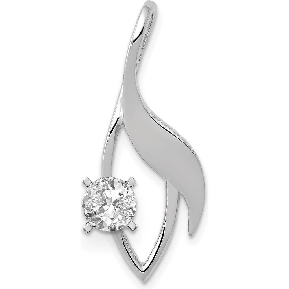 14K White Gold Fancy Slide Pendant Mounting for 3mm Regular or 6mm Omega - Rhodium Plated by Oro Pregiato