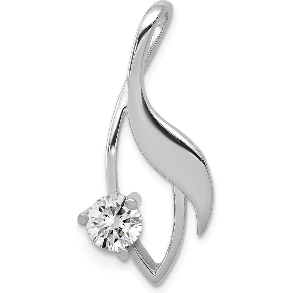 14K White Gold Fancy Slide Pendant Mounting for 5mm Stone with Rhodium Finish - Fits 2mm Regular/3mm Fancy Omega Chains by Oro Pregiato