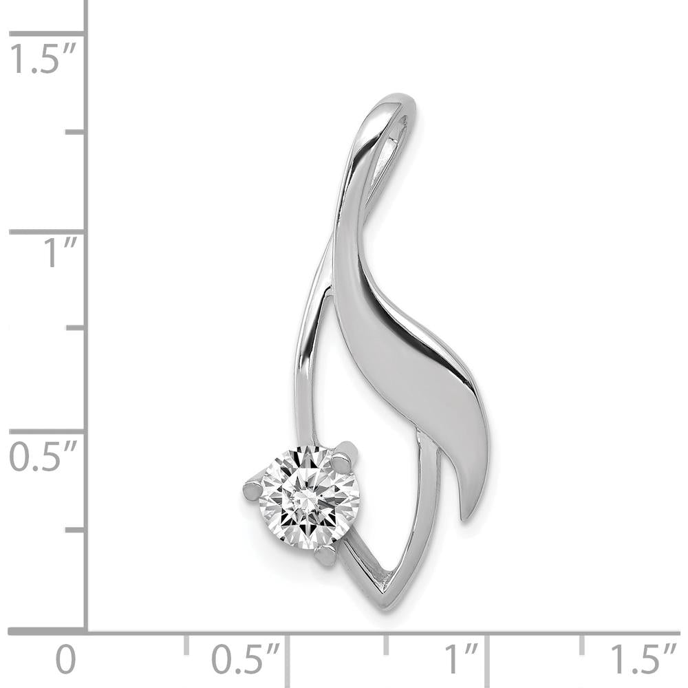 14K White Gold Fancy Slide Pendant Mounting for 5mm Stone with Rhodium Finish - Fits 2mm Regular/3mm Fancy Omega Chains by Oro Pregiato