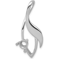 14K White Gold Fancy Slide Pendant Mounting for 5mm Stone with Rhodium Finish - Fits 2mm Regular/3mm Fancy Omega Chains by Oro Pregiato