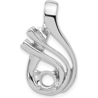 14K White Gold Fancy Slide Pendant Mounting for 6mm Stone, Fits Omega Chain by Oro Pregiato