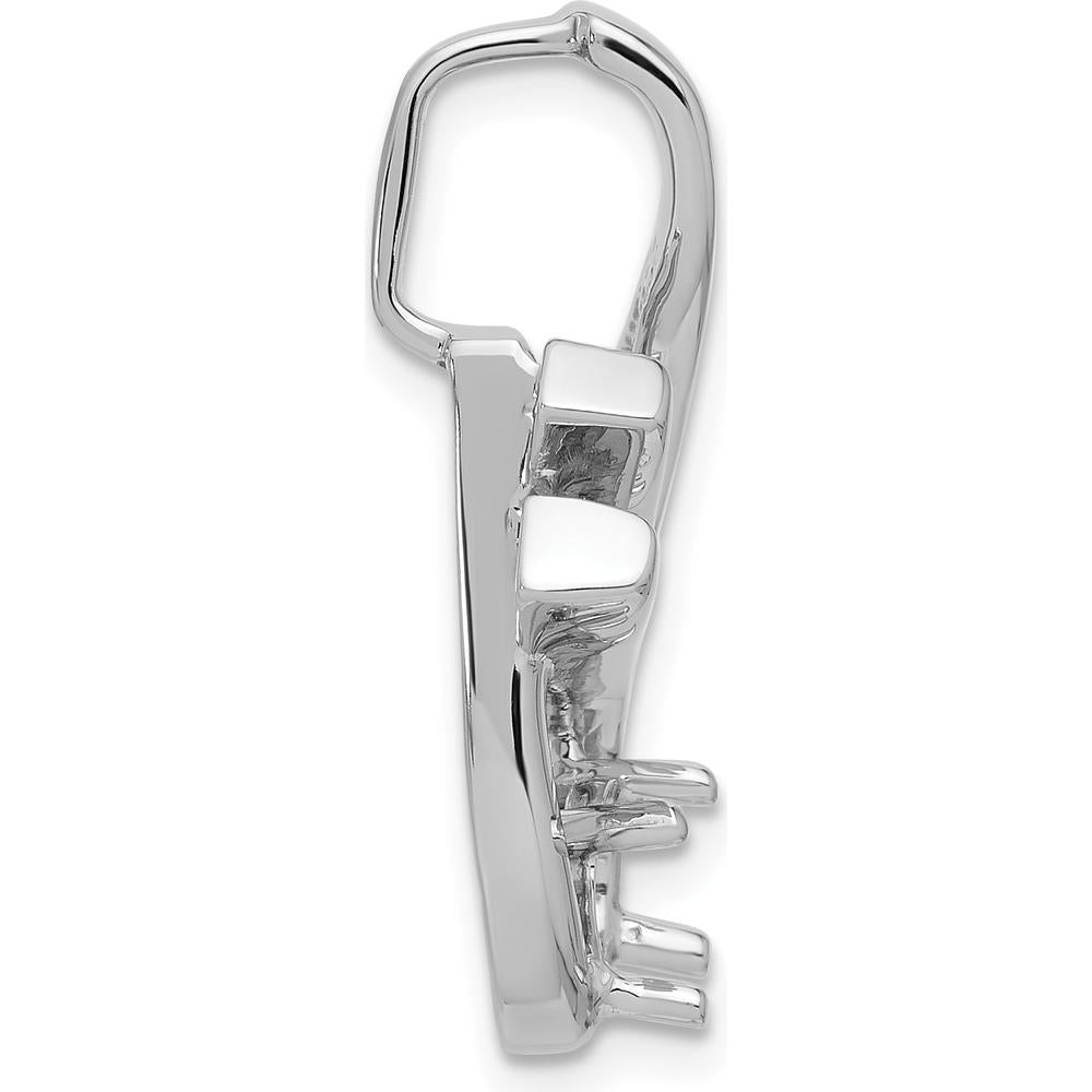14K White Gold Fancy Slide Pendant Mounting for 6mm Stone, Fits Omega Chain by Oro Pregiato