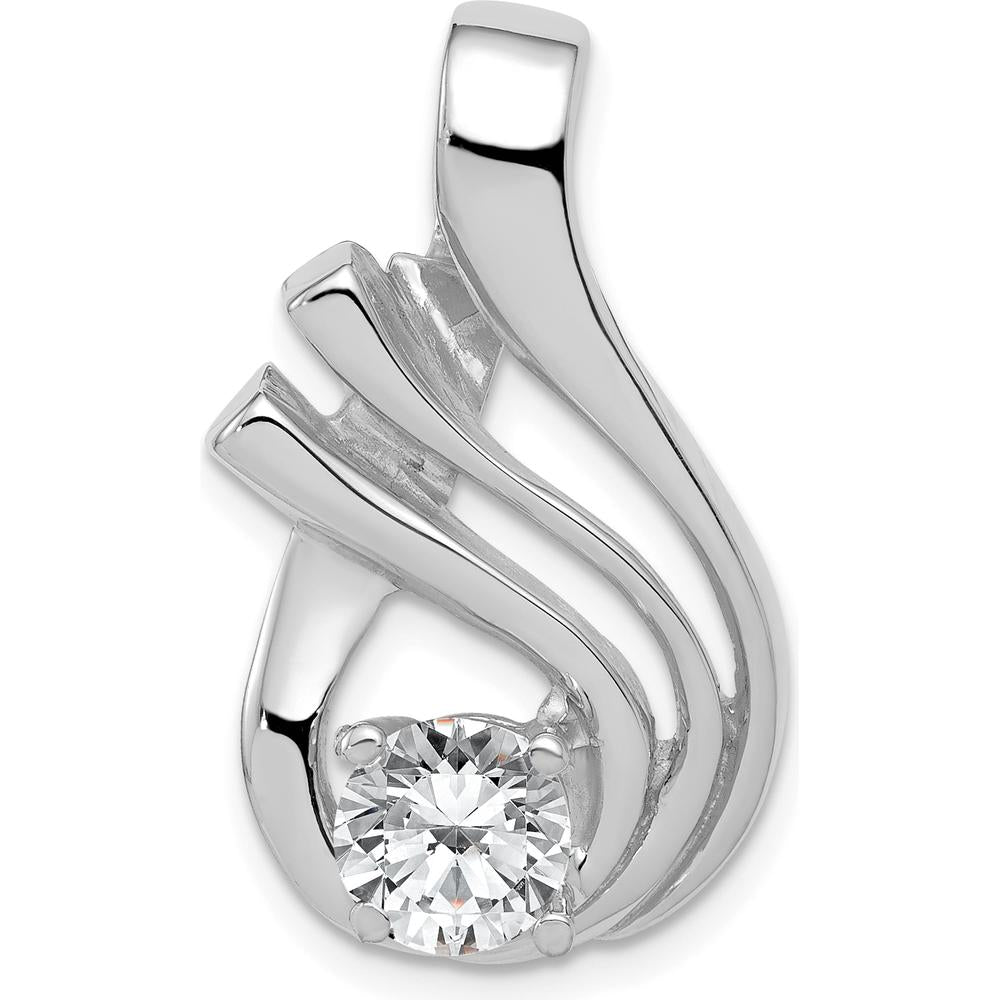 14K White Gold Fancy Slide Pendant Mounting for 6mm Stone, Fits Omega Chain by Oro Pregiato