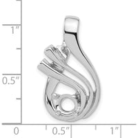 14K White Gold Fancy Slide Pendant Mounting for 6mm Stone, Fits Omega Chain by Oro Pregiato