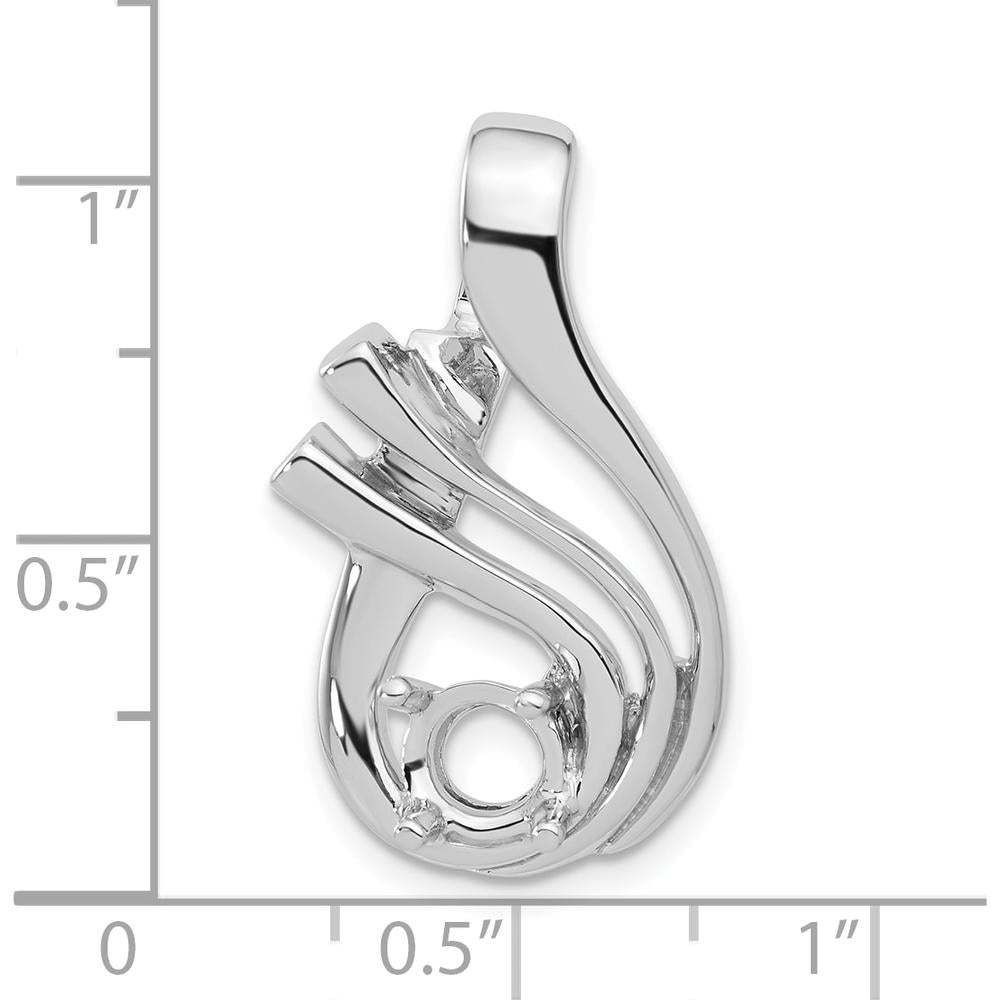 14K White Gold Fancy Slide Pendant Mounting for 6mm Stone, Fits Omega Chain by Oro Pregiato