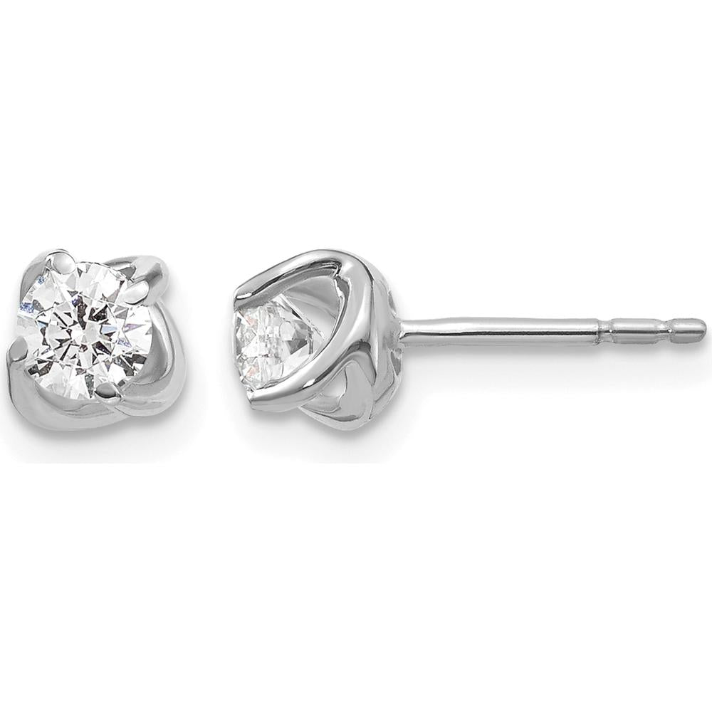 14K White Gold Fancy Twist Diamond Stud Earrings - 0.24 Carat Total Diamond Weight by Monteluci Fine Jewelry