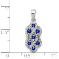 14K White Gold Fancy Twist Pendant with Round Sapphires and Diamonds - 1/4 Carat Total Diamond Weight by Monteluci Fine Jewelry