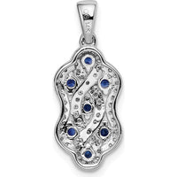 14K White Gold Fancy Twist Pendant with Round Sapphires and Diamonds - 1/4 Carat Total Diamond Weight by Monteluci Fine Jewelry