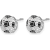 14K White Gold Fancy White and Black Diamond Post Earrings - 0.074 Carat Total Diamond Weight by Monteluci Fine Jewelry
