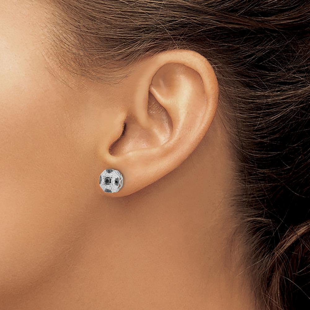 14K White Gold Fancy White and Black Diamond Post Earrings - 0.074 Carat Total Diamond Weight by Monteluci Fine Jewelry