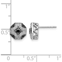 14K White Gold Fancy White and Black Diamond Post Earrings - 0.074 Carat Total Diamond Weight by Monteluci Fine Jewelry