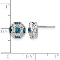 14K White Gold Fancy White and Blue Diamond Post Earrings - 0.065 Carat Total Blue Diamond Weight, 0.0113 Carat Total White Diamond Weight by Monteluci Fine Jewelry