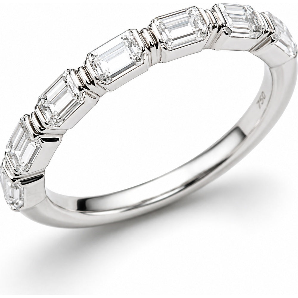 14K White Gold Fashion Band with Bar-Set Emerald Cut Diamonds - 1.36 Carat Total Diamond Weight by Auriventus
