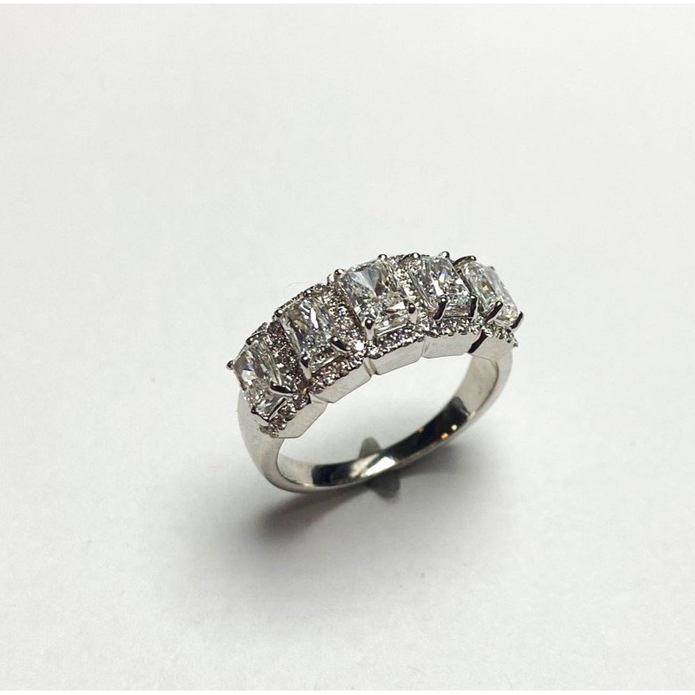 14K White Gold Fashion Ring with 4-Prong Set Radiant Cut Lab Grown Diamonds - 2.21 Carat Total Diamond Weight by Auriventus
