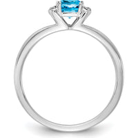 14K White Gold Fashion Ring with Cushion Cut Blue Topaz and Diamond Accents - 1.0 Carat Total Gem Weight by 0