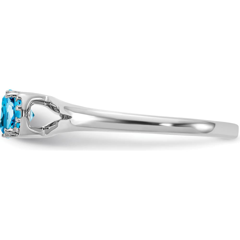 14K White Gold Fashion Ring with Cushion Cut Blue Topaz and Diamond Accents - 1.0 Carat Total Gem Weight by 0