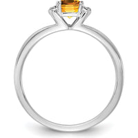 14K White Gold Fashion Ring with Cushion Cut Citrine and Diamond Accents by 0