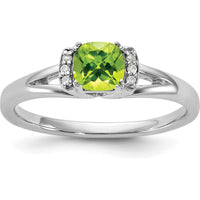 14K White Gold Fashion Ring with Cushion Cut Peridot and Diamond Accents by 0