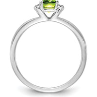 14K White Gold Fashion Ring with Cushion Cut Peridot and Diamond Accents by 0