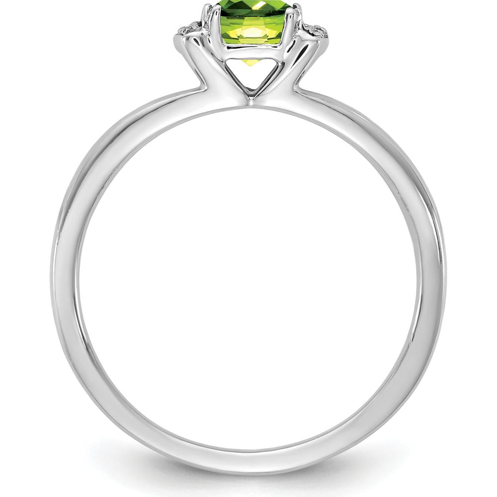 14K White Gold Fashion Ring with Cushion Cut Peridot and Diamond Accents by 0