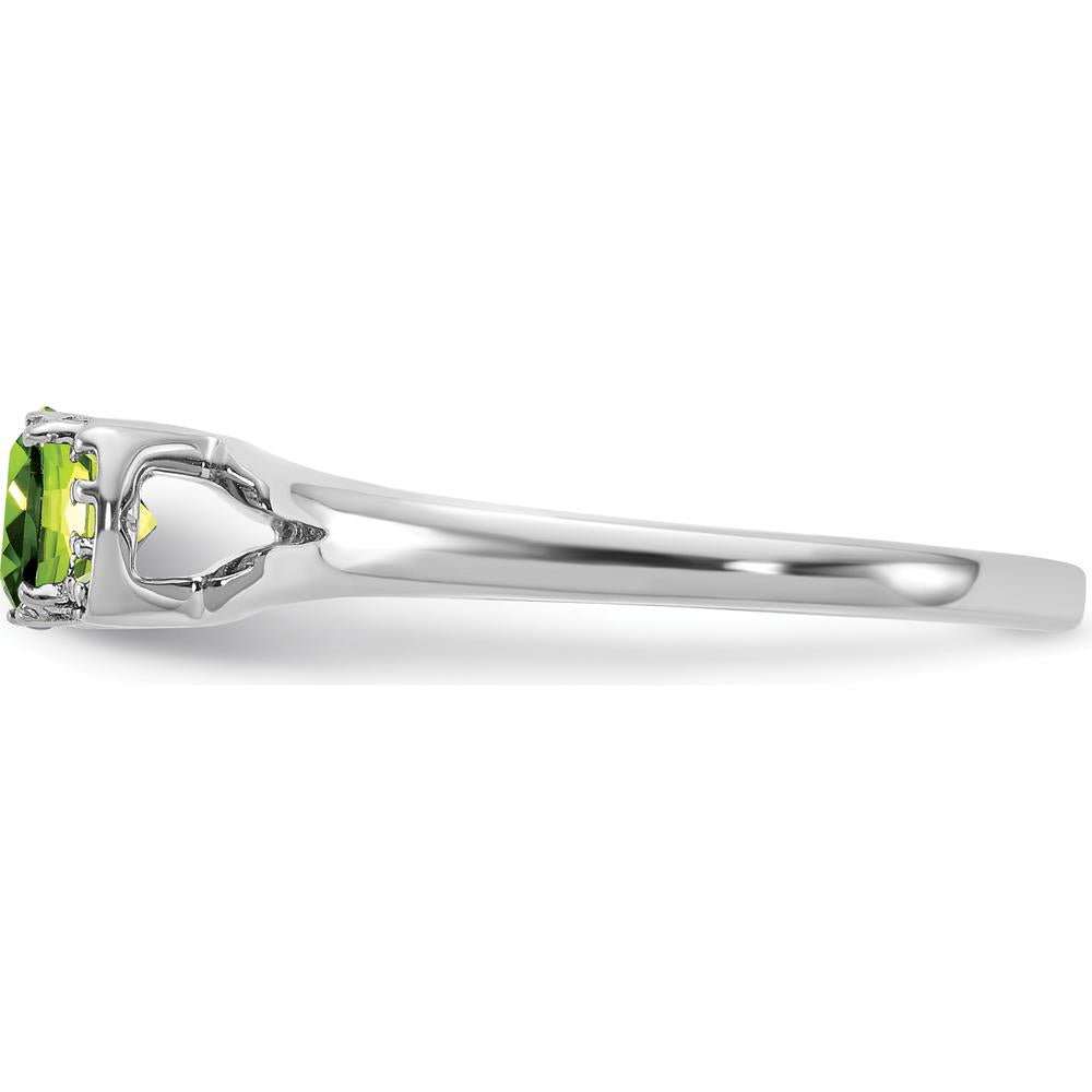 14K White Gold Fashion Ring with Cushion Cut Peridot and Diamond Accents by 0