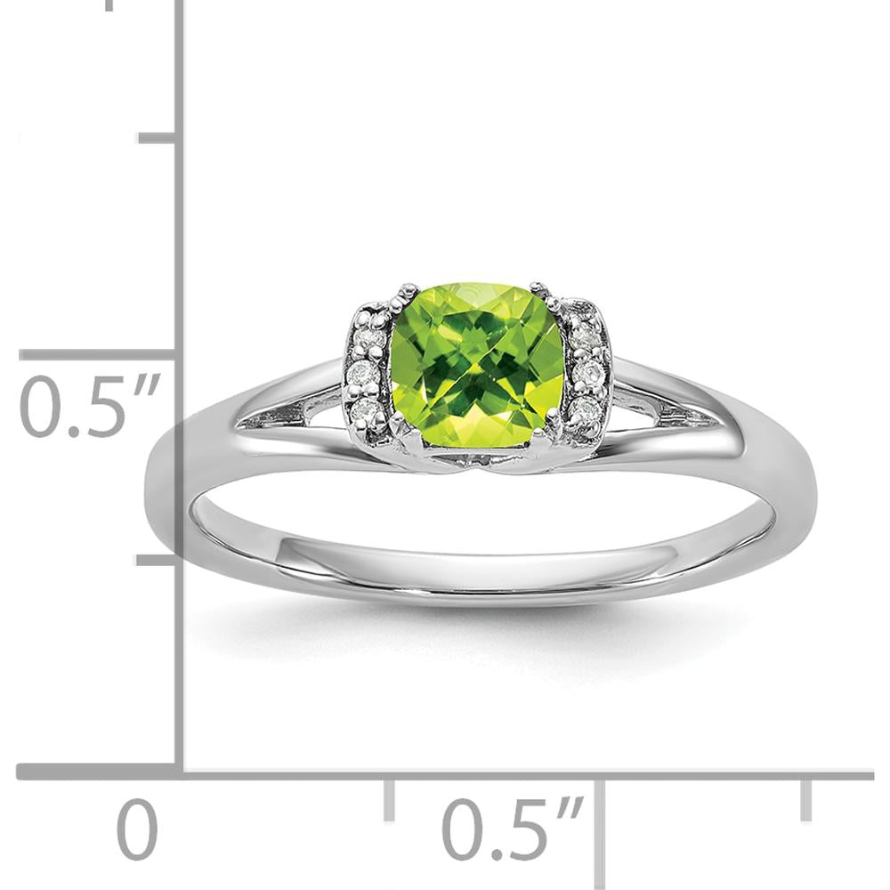 14K White Gold Fashion Ring with Cushion Cut Peridot and Diamond Accents by 0