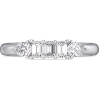 14K White Gold Fashion Ring with Emerald Cut and Pear Shape Diamonds - 0.76 Carat Total Diamond Weight by Auriventus