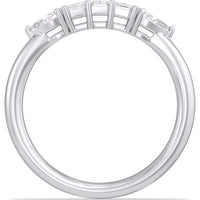 14K White Gold Fashion Ring with Emerald Cut and Pear Shape Diamonds - 0.76 Carat Total Diamond Weight by Auriventus