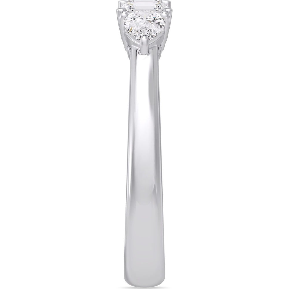 14K White Gold Fashion Ring with Emerald Cut and Pear Shape Diamonds - 0.76 Carat Total Diamond Weight by Auriventus