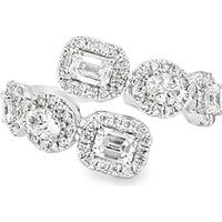 14K White Gold Fashion Ring with Halo-Set Emerald Cut and Round Diamonds - 1.73 Carat Total Diamond Weight by Auriventus