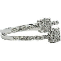 14K White Gold Fashion Ring with Pave Band and Halo Set Round Diamonds with Milgrain Detail - 0.56 Carat Total Diamond Weight by Auriventus